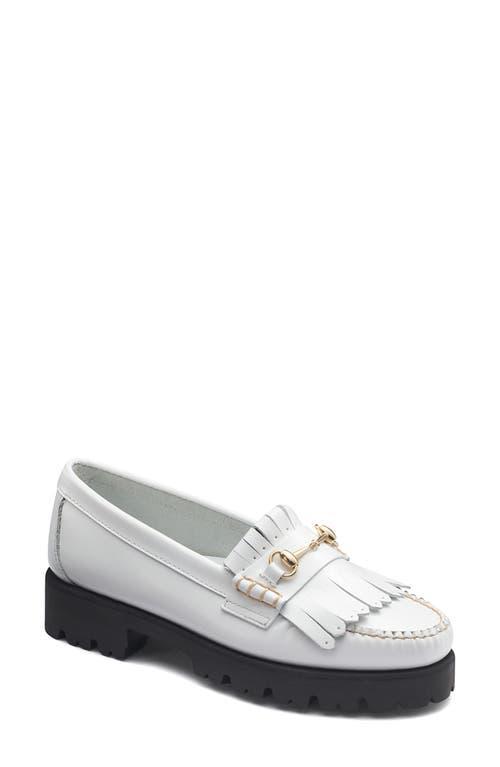 G.H. Bass Womens Lianna Kiltie Lug Sole Leather Bit Buckle Fringe Platform Loafers Product Image