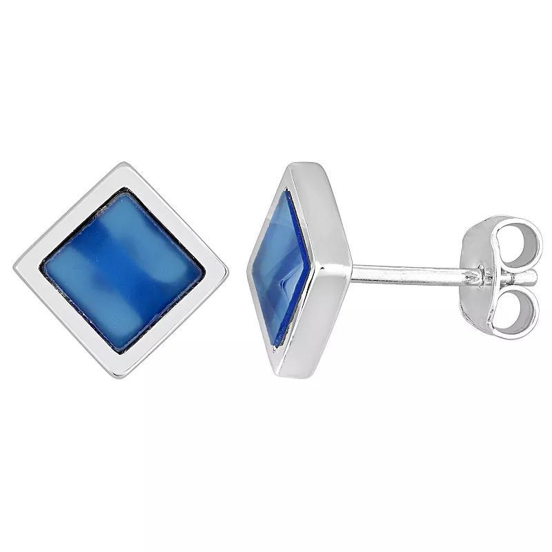 Stella Grace Sterling Silver Blue Agate Square Stud Earrings, Womens Product Image