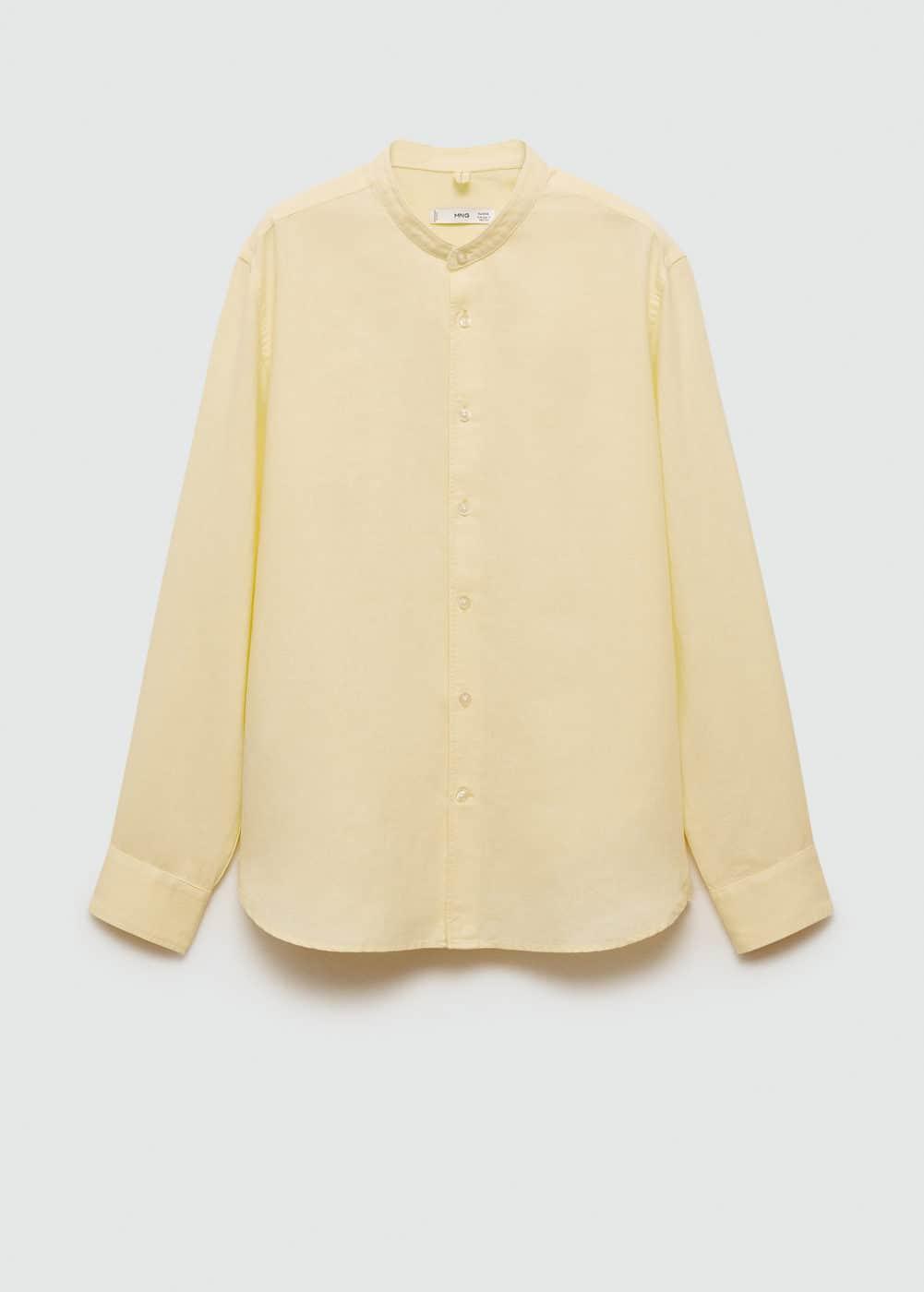 MANGO MAN - Classic-fit linen-blend shirt yellowMen Product Image