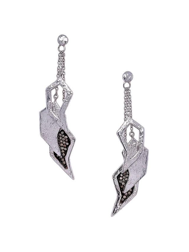 Womens Paisley Sterling Silver & Brown Diamond Drop Earrings Product Image