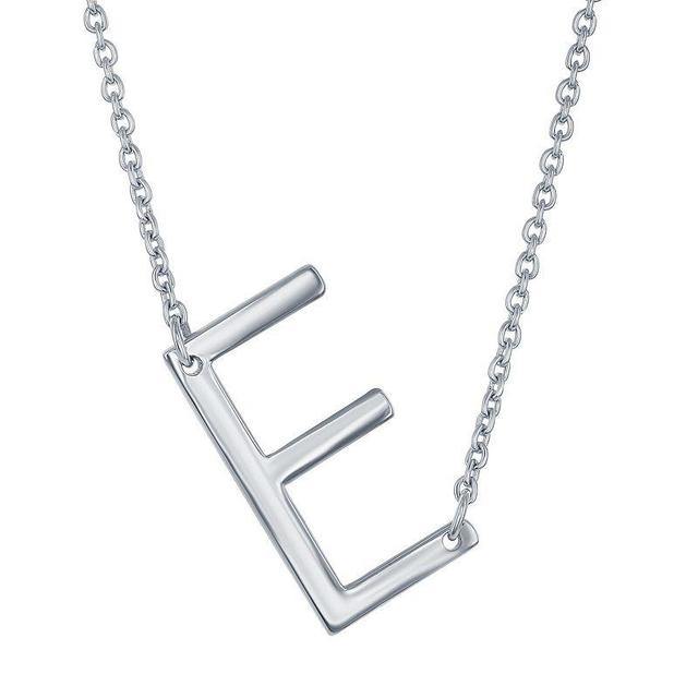 Sterling Silver Sideways Initial Necklace, Womens Sterling J Product Image