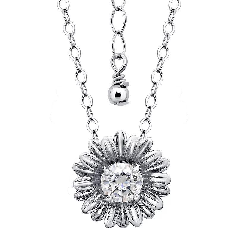 Aleure Precioso Sterling Silver Cubic Zirconia Daisy Necklace, Womens Product Image