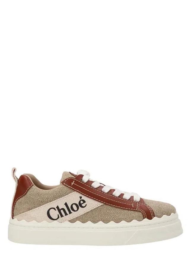 Lauren Canvas & Leather Sneaker In Beige Product Image