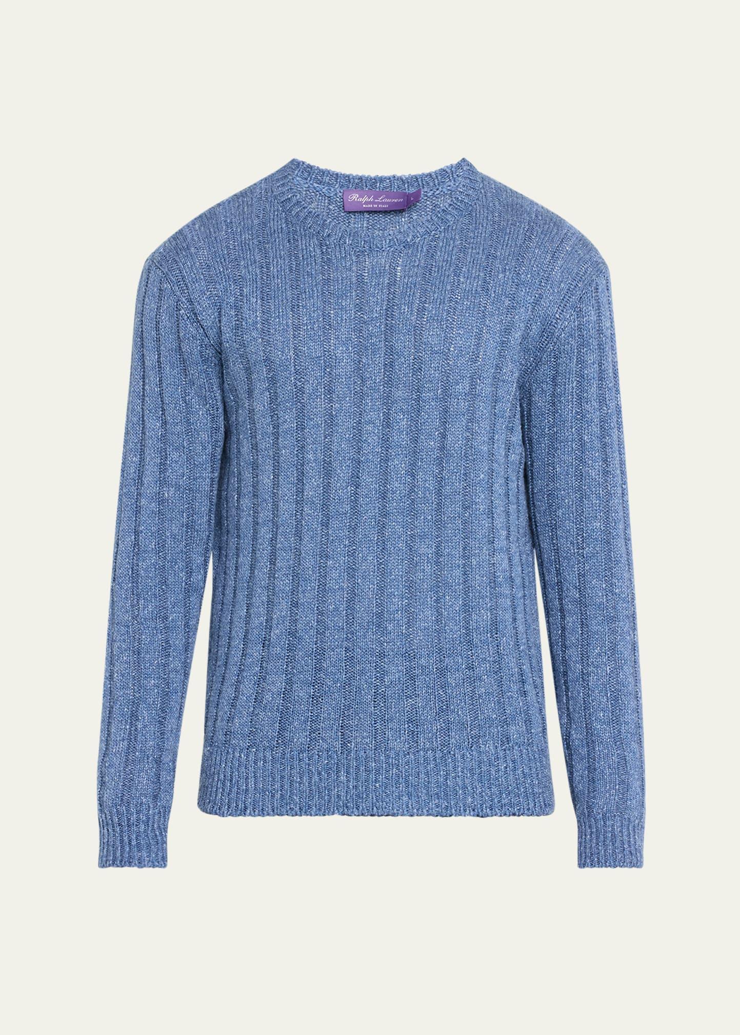 Mens Silk Linen Rib Crewneck Pullover Product Image