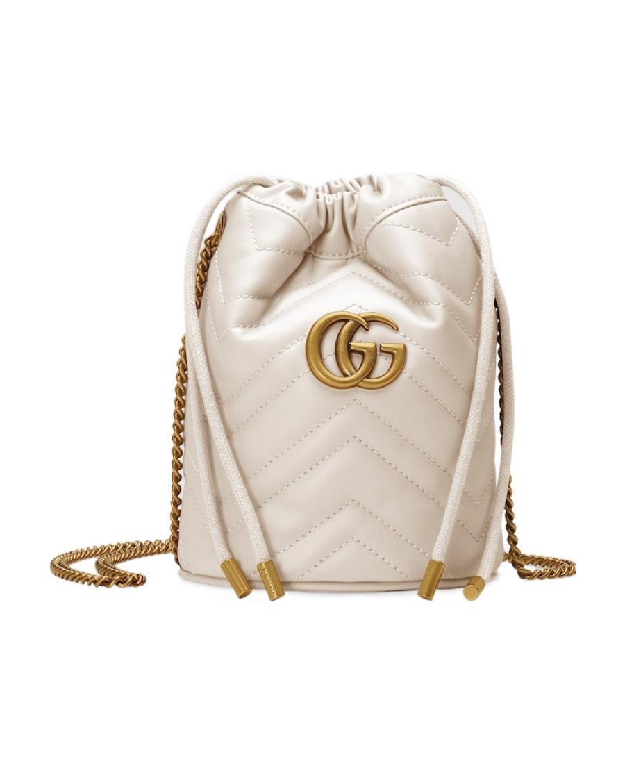 GUCCI Mini Gg Marmont Bucket Bag In White Product Image