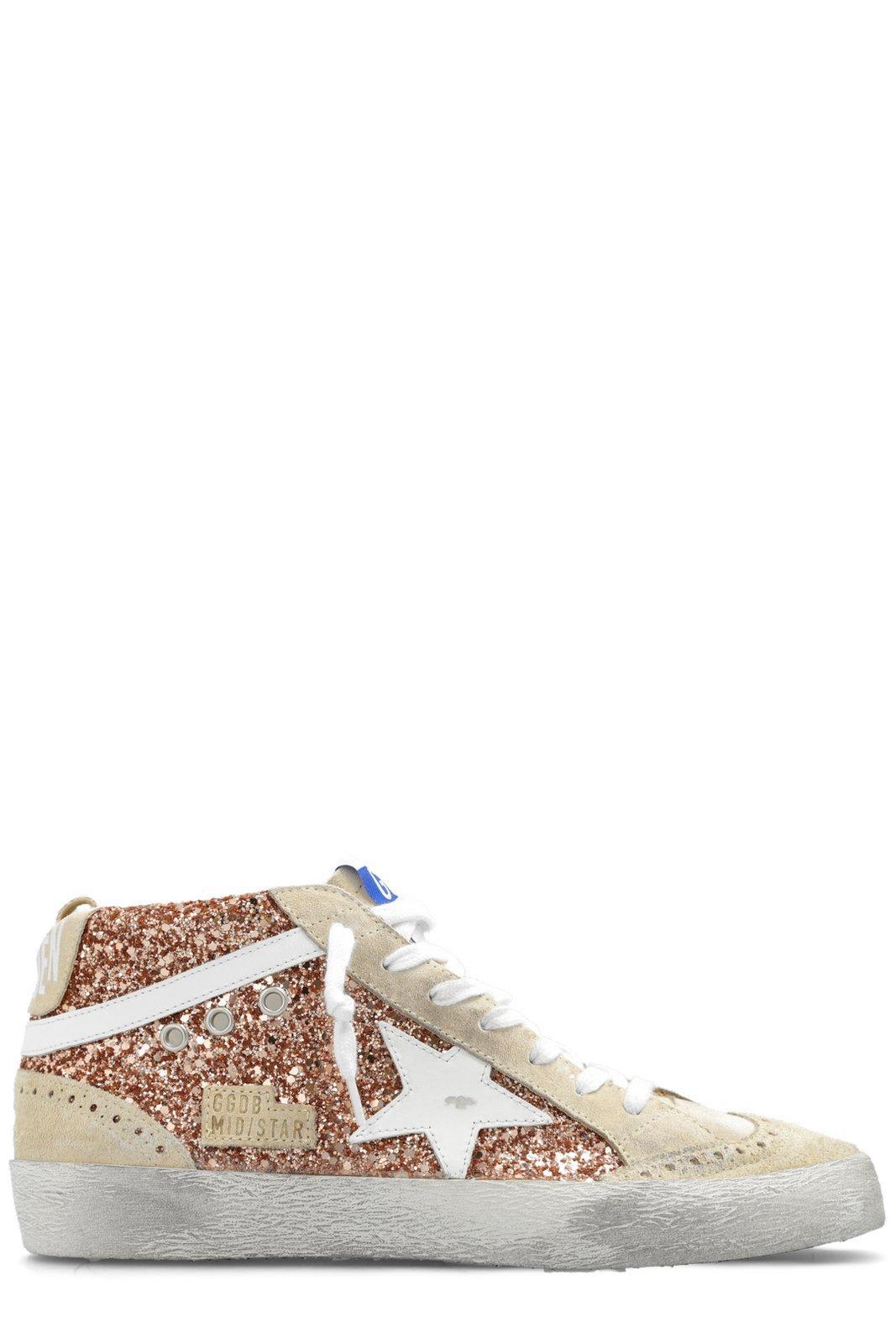 Mid Star High-top Glittered Sneakers In Pink Product Image