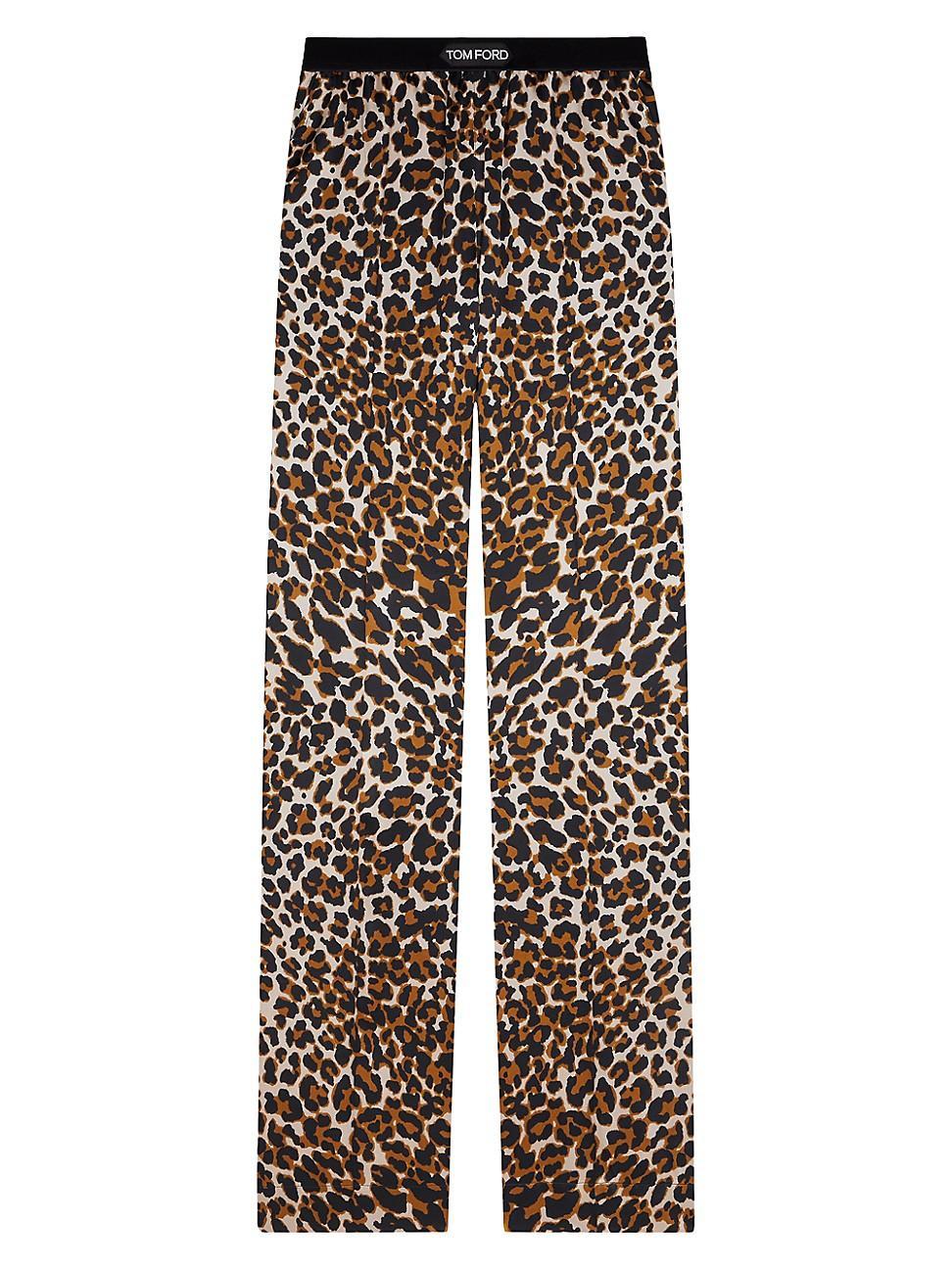 TOM FORD Leopard Print Stretch Silk Pajama Pants Product Image