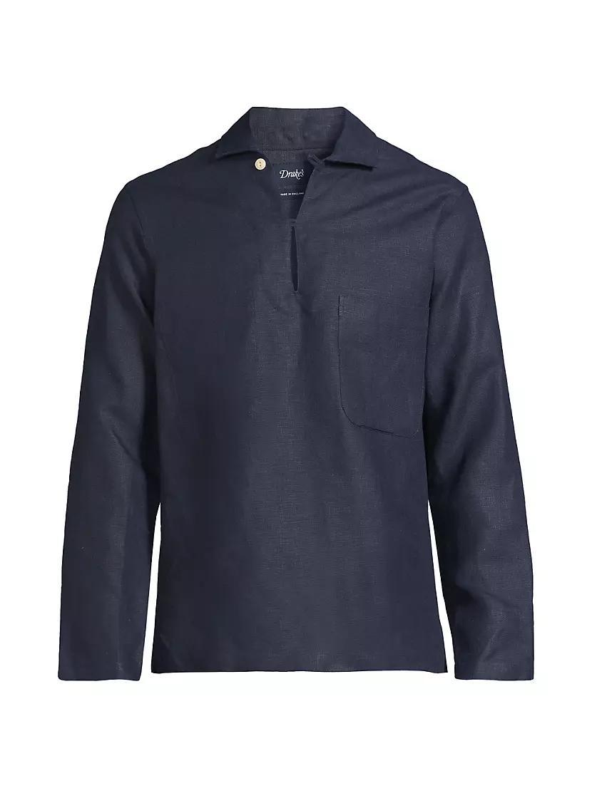 Marine Linen Half-Button Shirt Product Image