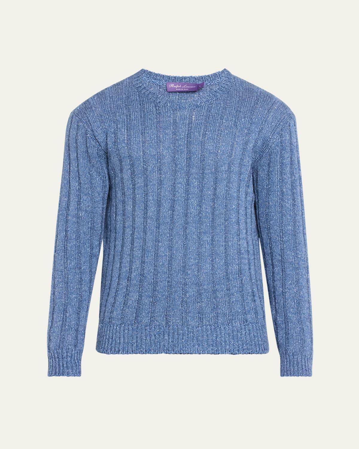 Mens Silk-Linen Rib-Knit Sweater Product Image