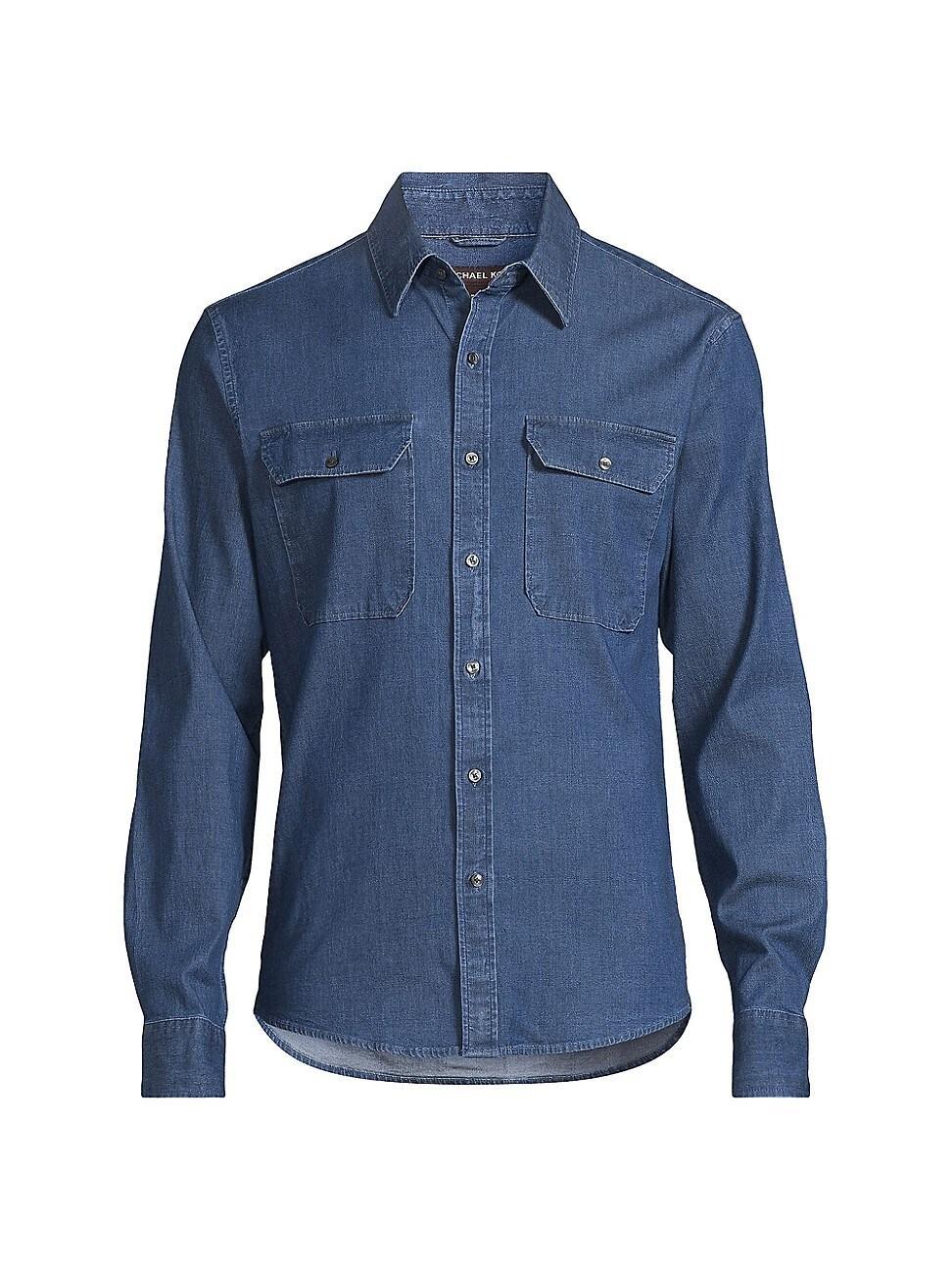 Mens Cotton-Blend Chambray Long-Sleeve Shirt Product Image