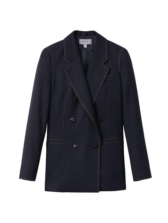 Womens Raven Wool-Blend Topstitched Blazer Product Image