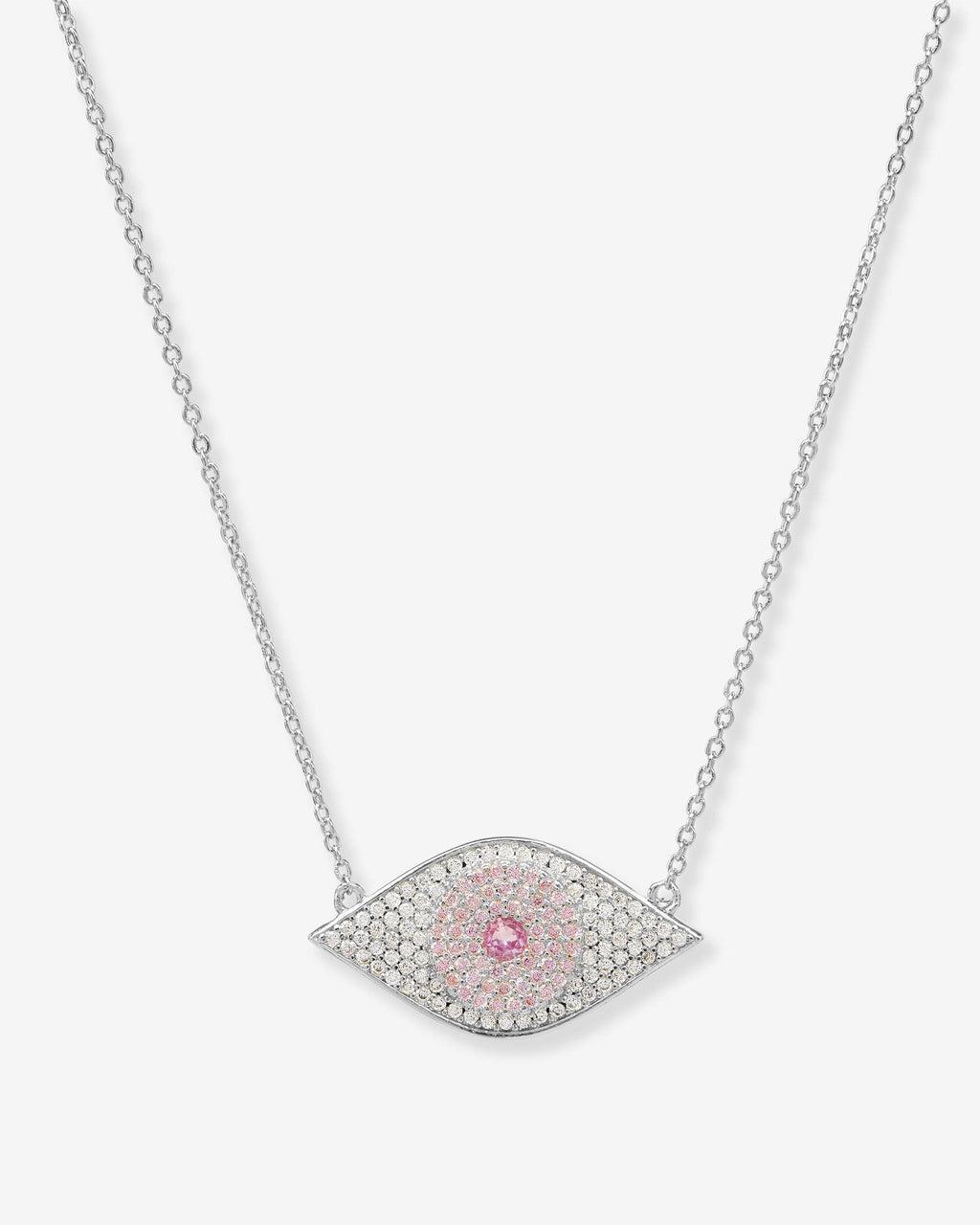 Rose Evil Eye Necklace - Silver|Pink Sapphire Product Image