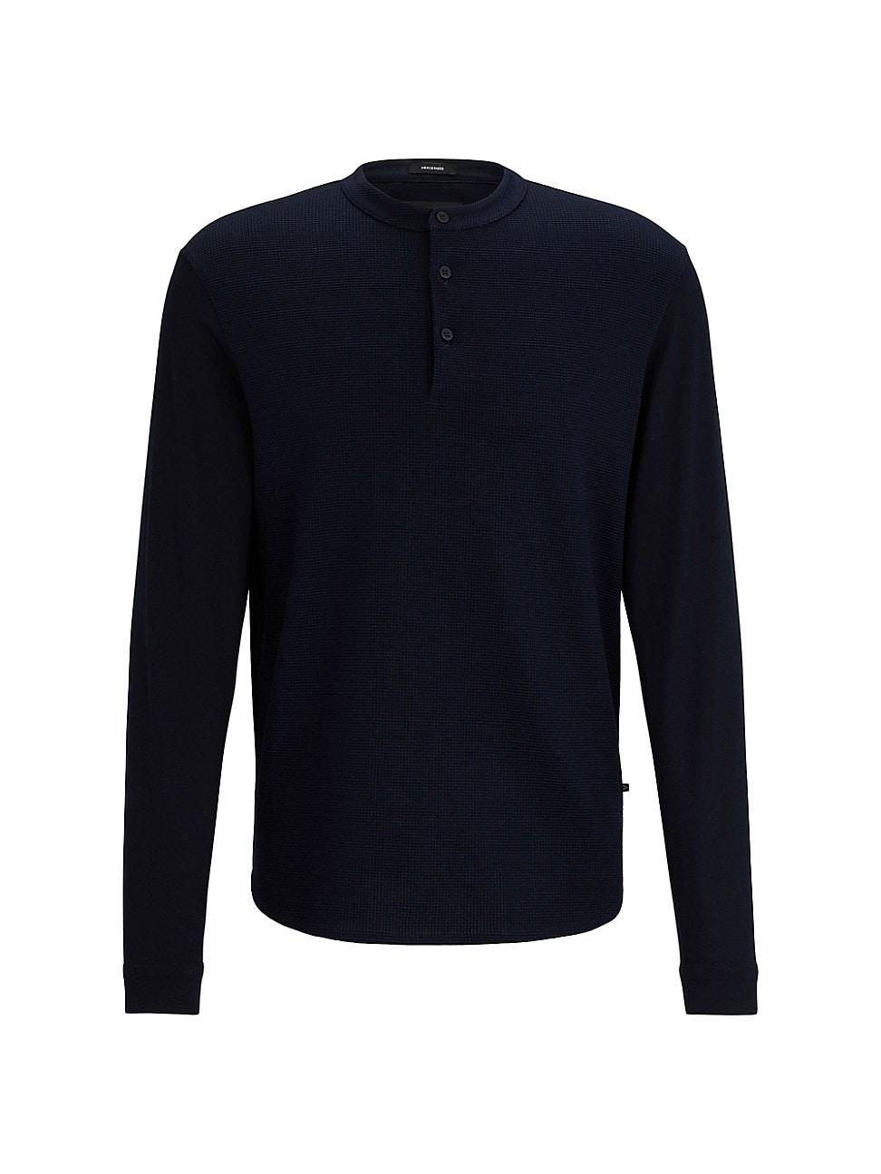 Mens Stretch-Cotton Polo Shirt with Henley Neckline Product Image