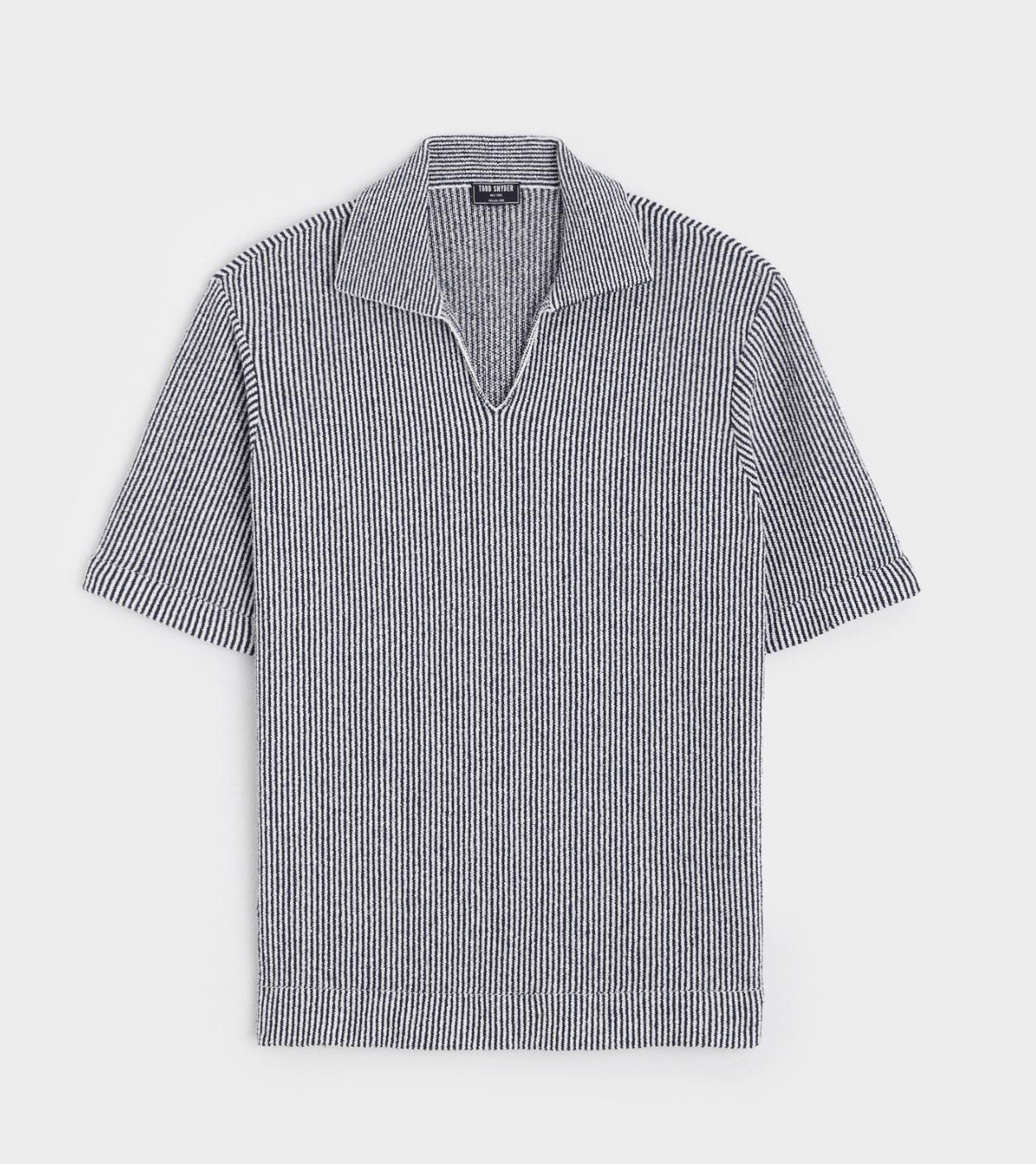 Stripe Boucle Montauk Polo in Navy Product Image