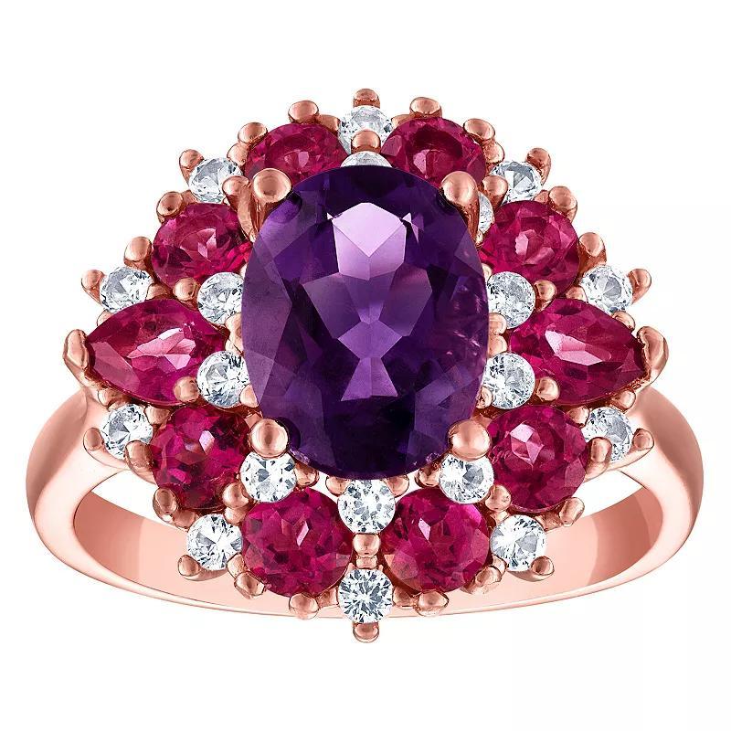 Designs by Gioelli 14k Rose Gold Over Silver Amethyst Ring, Womens Pink Product Image