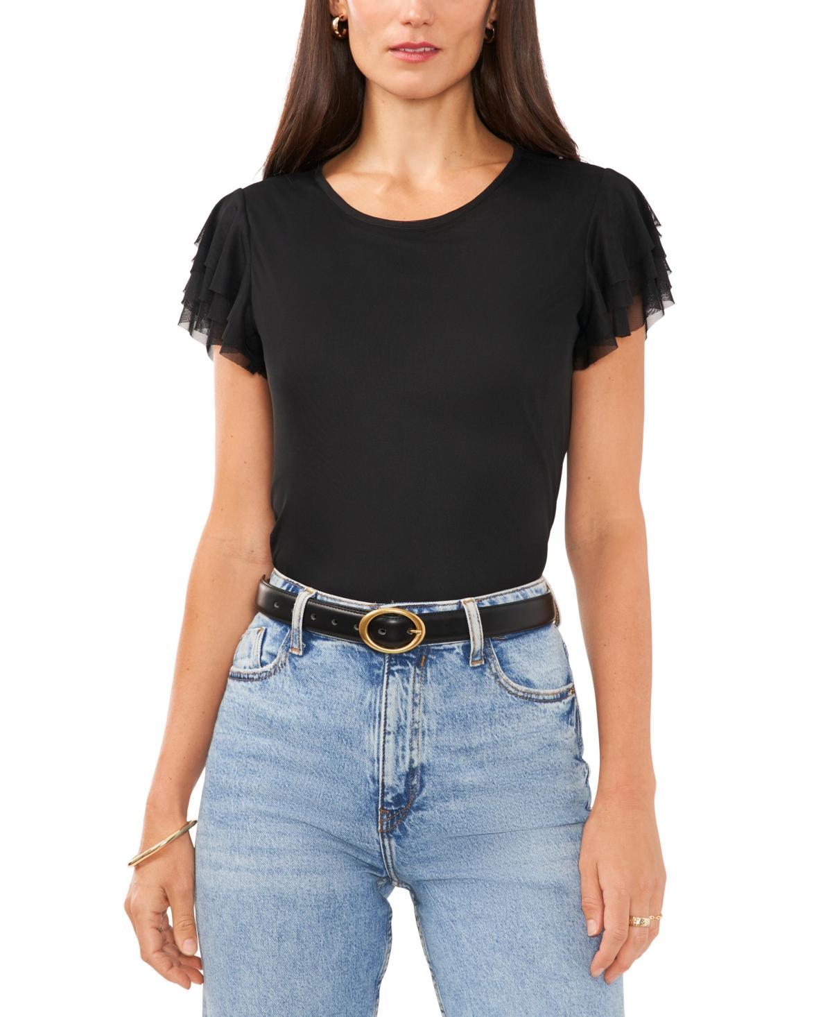 Women's Crewneck Ruffle-Short-Sleeve Top product image