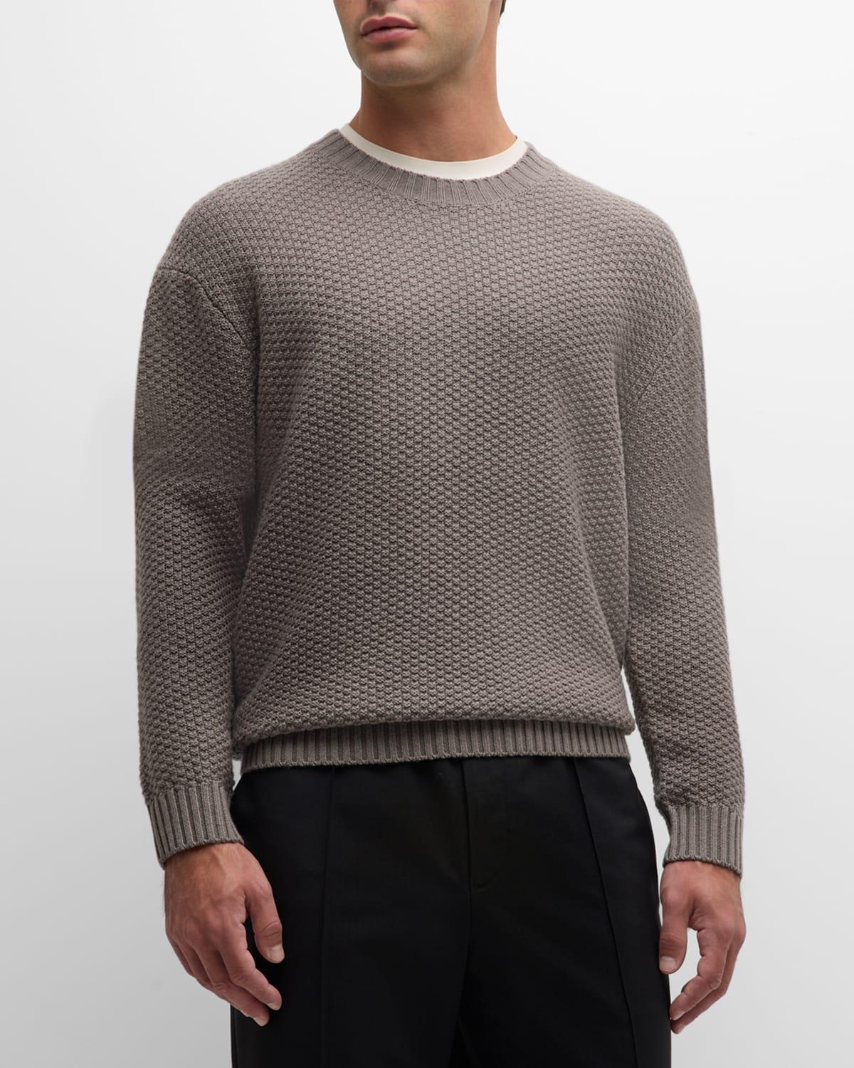 Mens Textured Wool-Cashmere Sweater Product Image