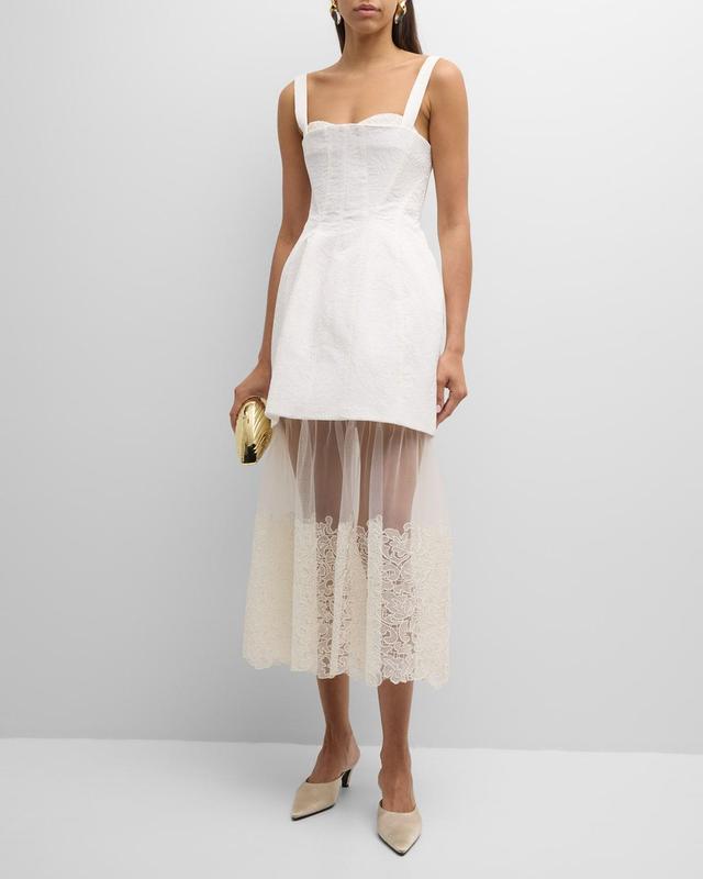 SIMKHAI Callan Bustier Midi Dress Ivory. (also in ). Product Image