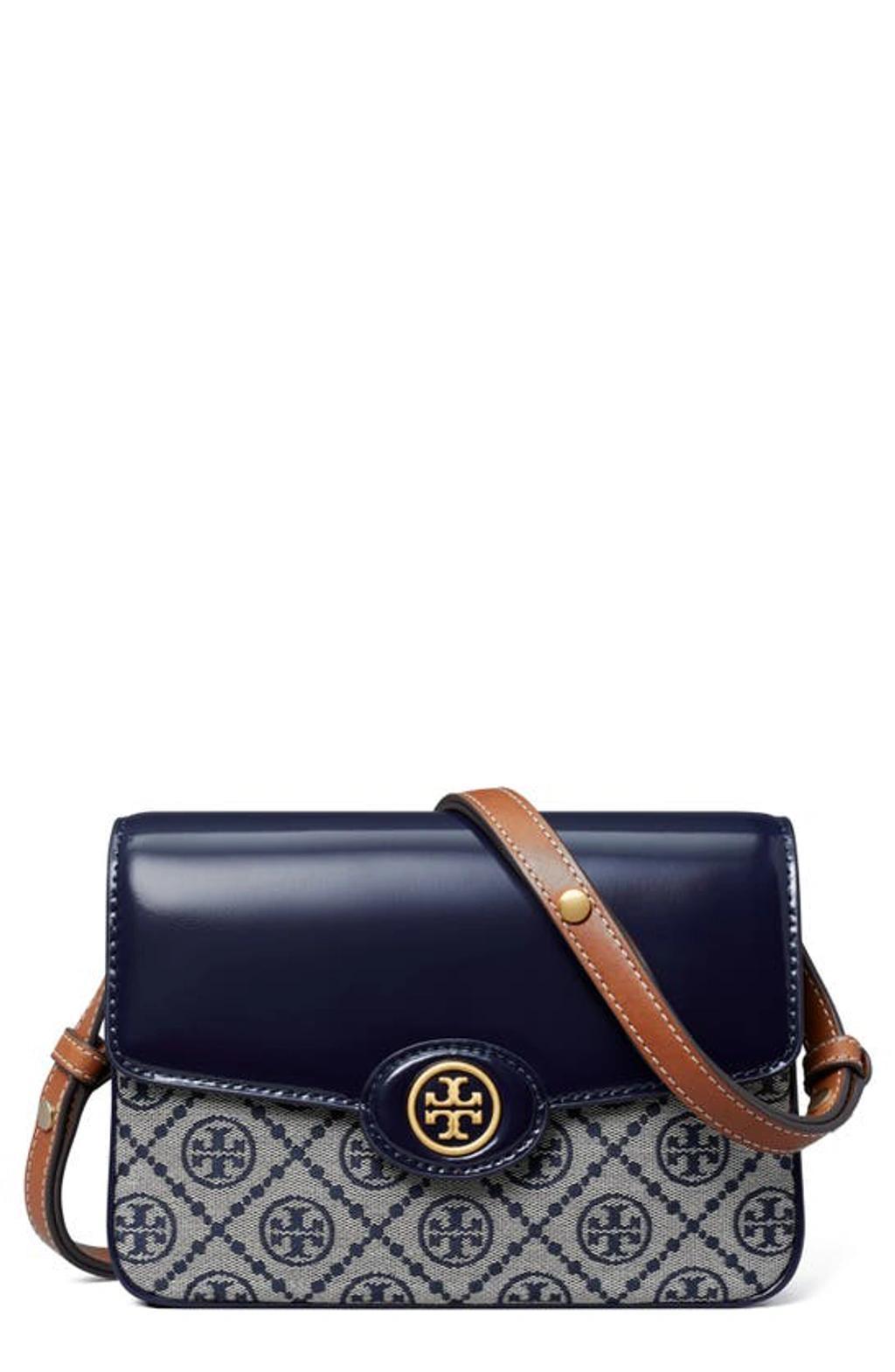 TORY BURCH Robinson T Monogram Convertible Shoulder Bag In Navy Product Image