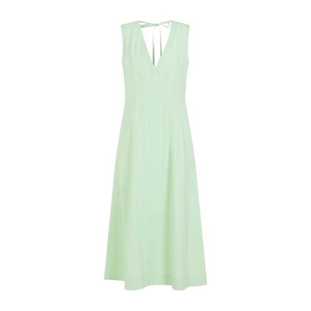 Compact Deep V-neck Sleeveless Cotton Blend Dress In Fresh Mint Product Image