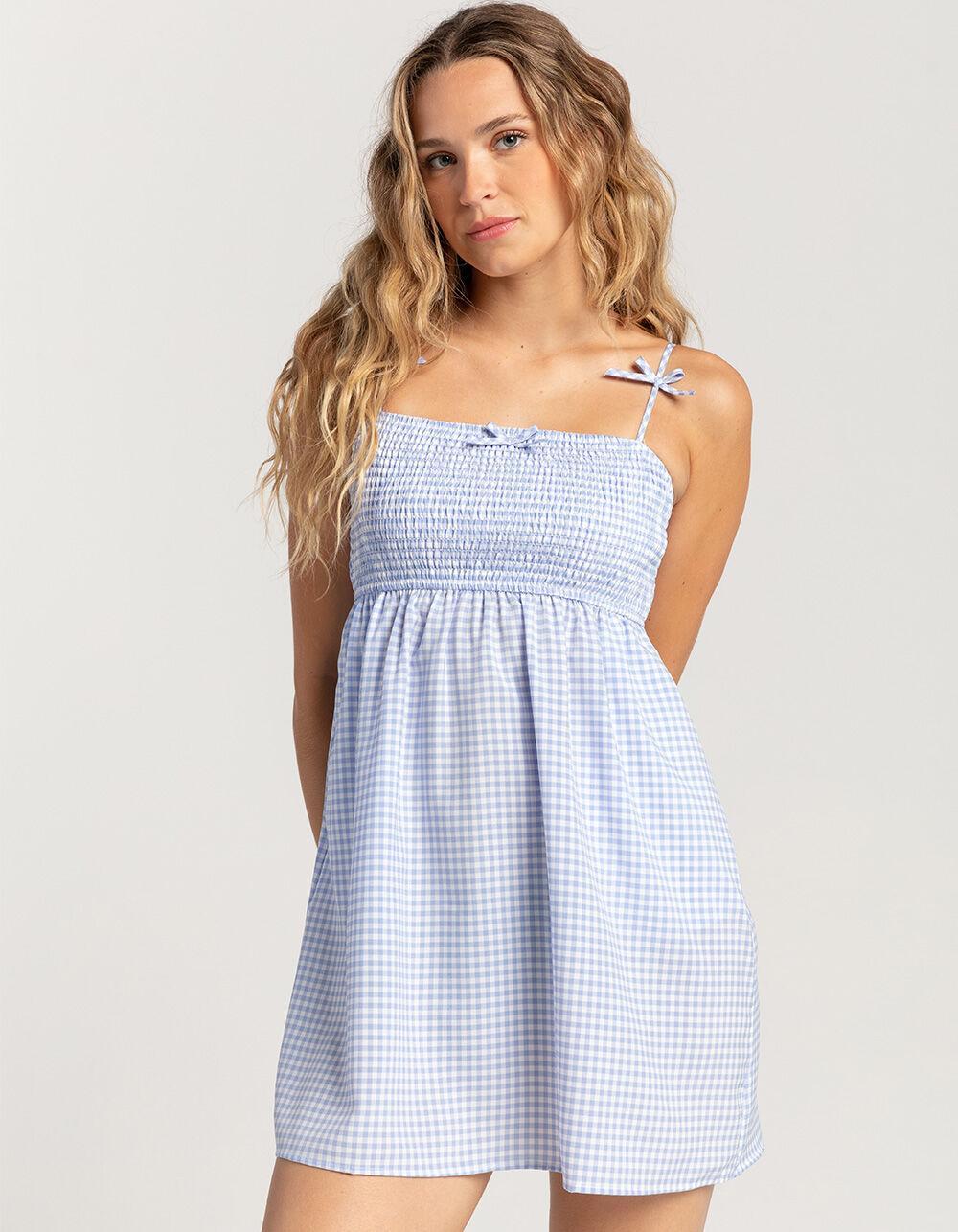 FULL TILT Gingham Womens Smock Babydoll Dress Product Image