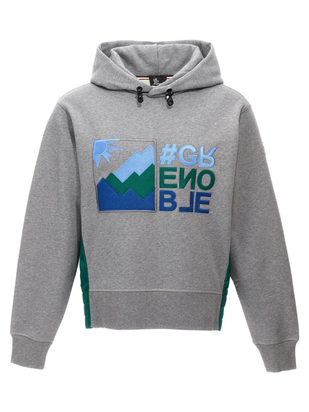 Logo Embroidery Hoodie Sweatshirt Gray In Grey Product Image