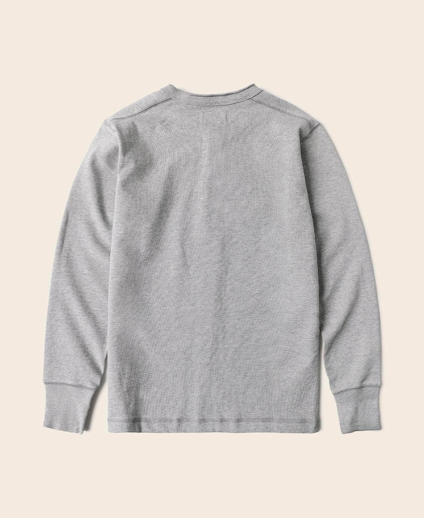 Vintage Long Sleeve Henley Shirt - Gray Product Image