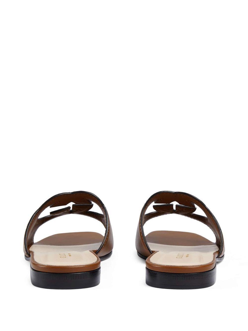 Interlocking G Cutout Leather Sandal In Cuir Product Image