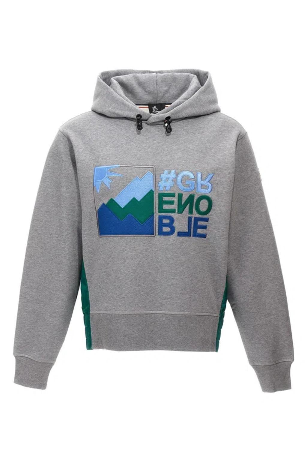 Logo Embroidery Hoodie Sweatshirt Gray In Grey Product Image