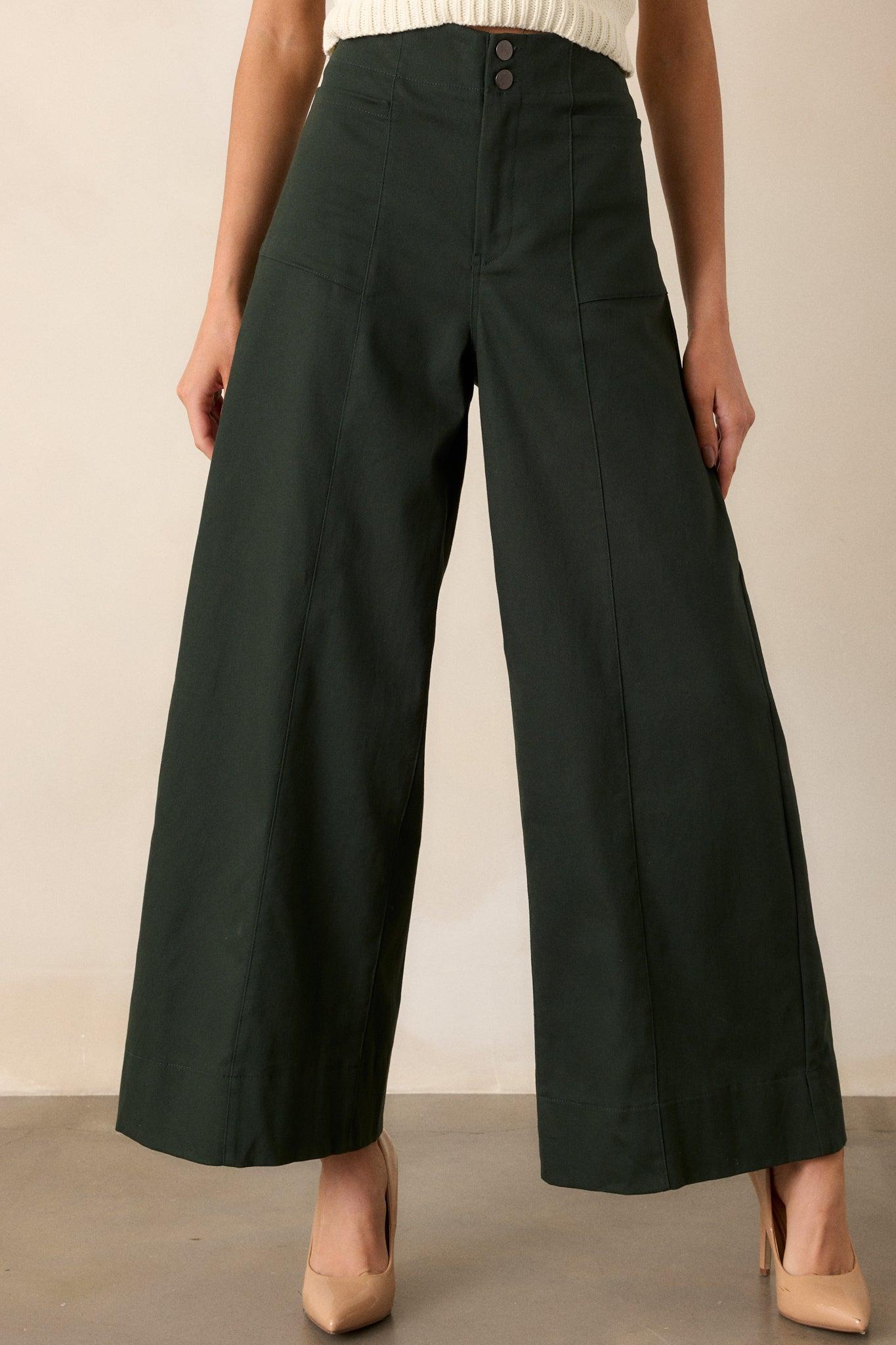 Daylight Glimmer Forest Green Wide Leg Pants Product Image