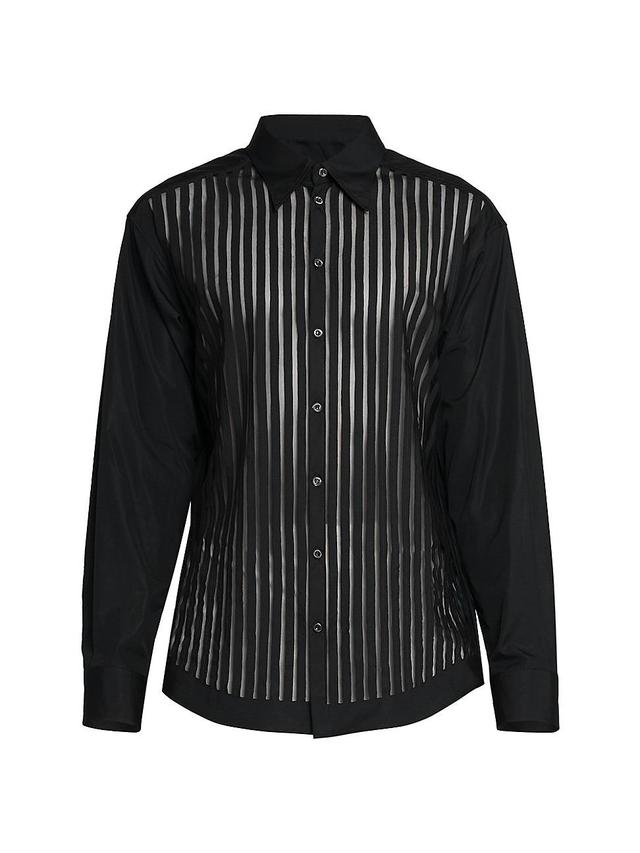 Mens Striped Cotton Sheer Button-Front Shirt Product Image