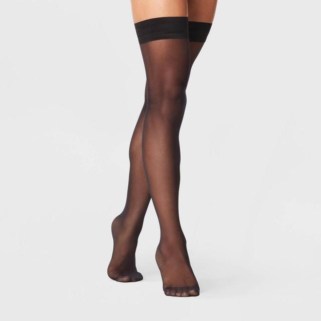 Womens 20D Sheer Thigh Highs - A New Day Black M/L Product Image