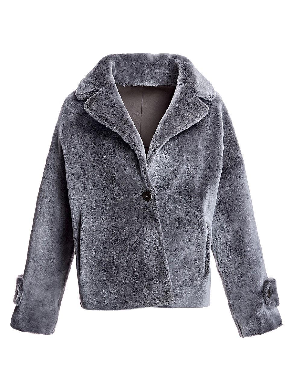 Womens Dyed Shearling Lamb Reversible Jacket Product Image