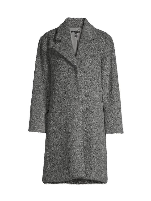 Womens Heathered Alpaca-Blend Knee-Length Coat Product Image