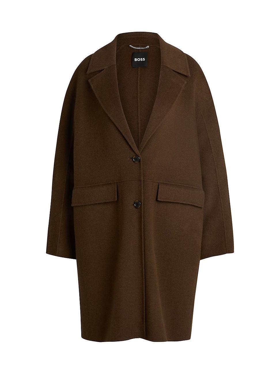 Womens Wool Coat with Buttoned Cuffs and Signature Accents product image