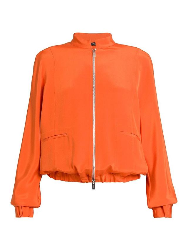 Womens Silk-Blend Bomber Jacket Product Image