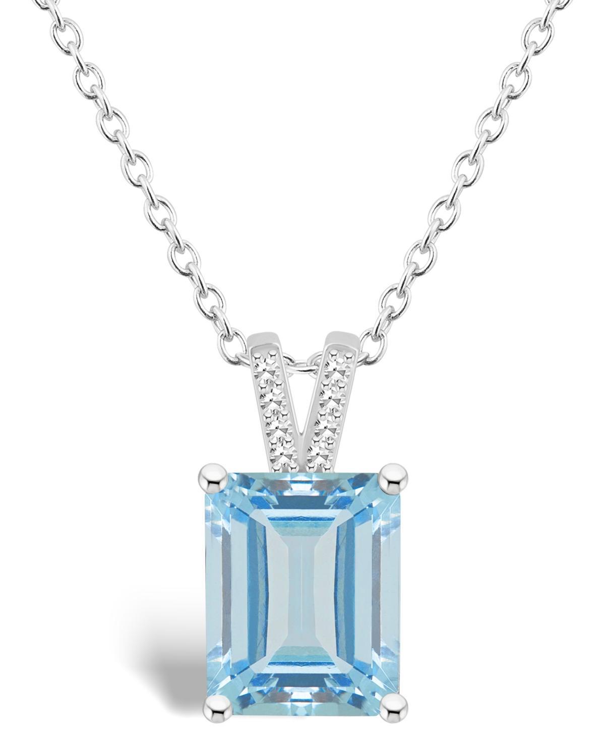 Macys Womens London Blue Topaz (4-1/4 ct.t.w.) and Diamond Accent Pendant Necklace in Sterling Silver Product Image