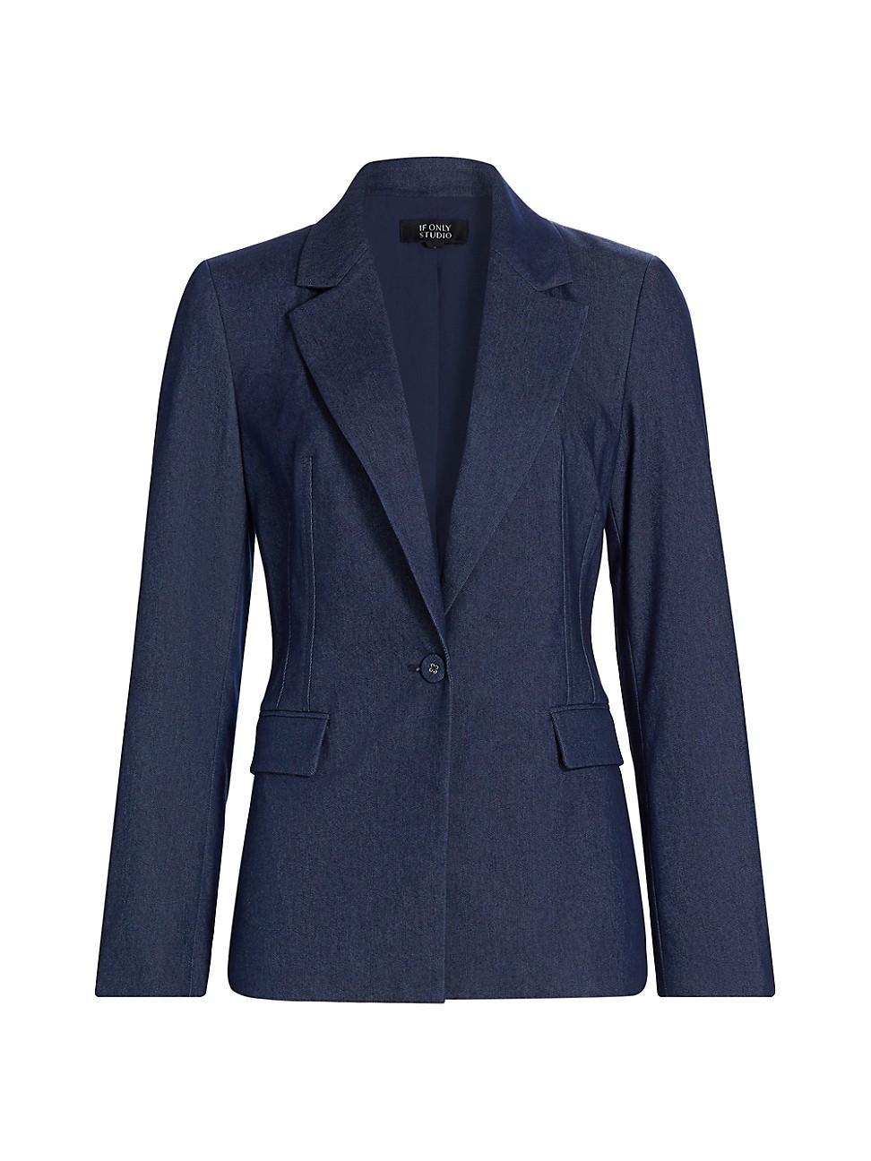 Womens Stretch-Denim Single-Breasted Blazer Product Image