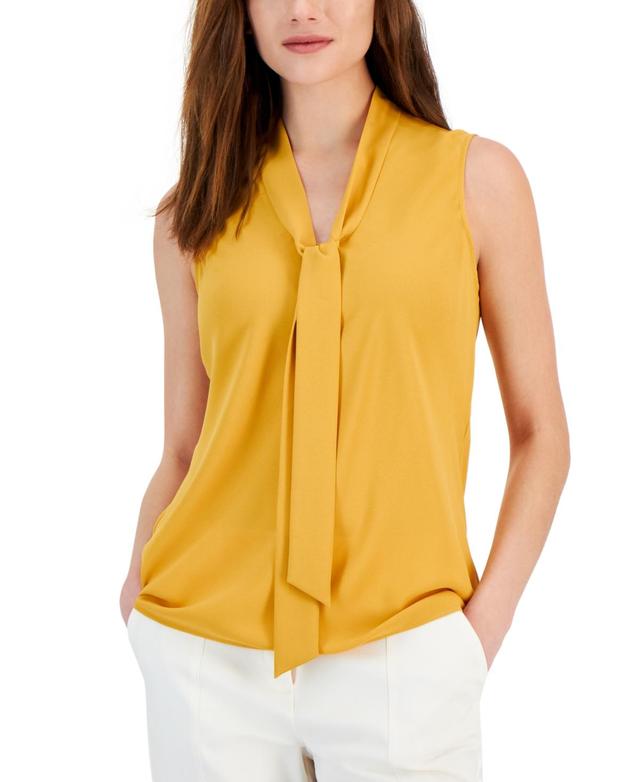 Kasper Sleeveless V-Neck Tie Front Sash Blouse Product Image