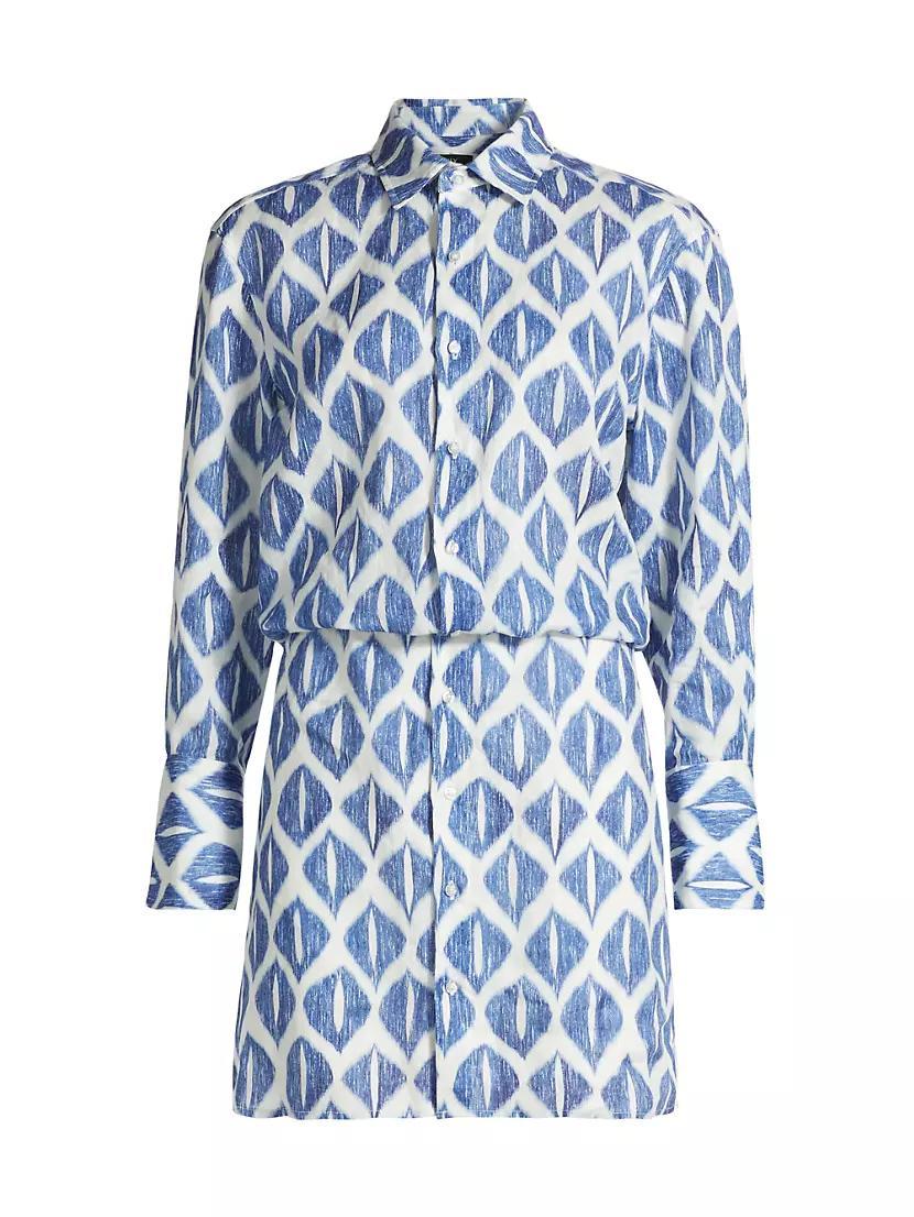 Ikat-Inspired Printed Linen Shirtdress Product Image