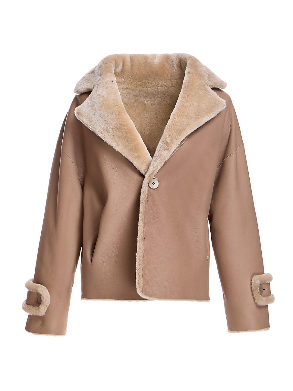 Womens Reversible Fitted Shearling Jacket Product Image