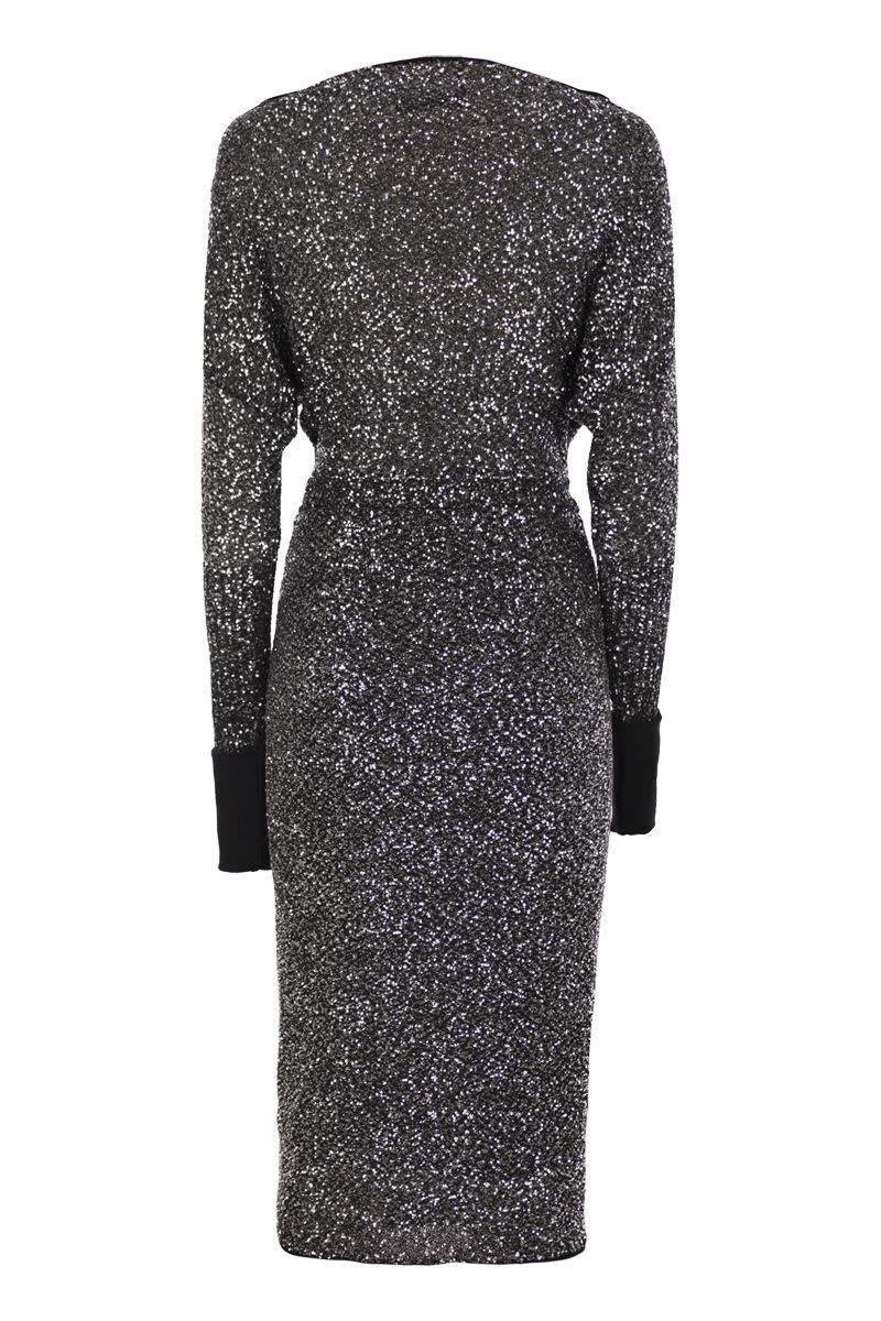 MAX MARA Studio Opzione - Viscose Yarn Dress With Sequins In Silver Product Image