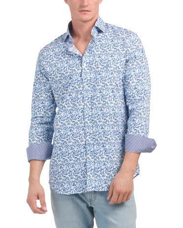 Stretch Long Sleeve Mini Floral Button Down Shirt for Men product image