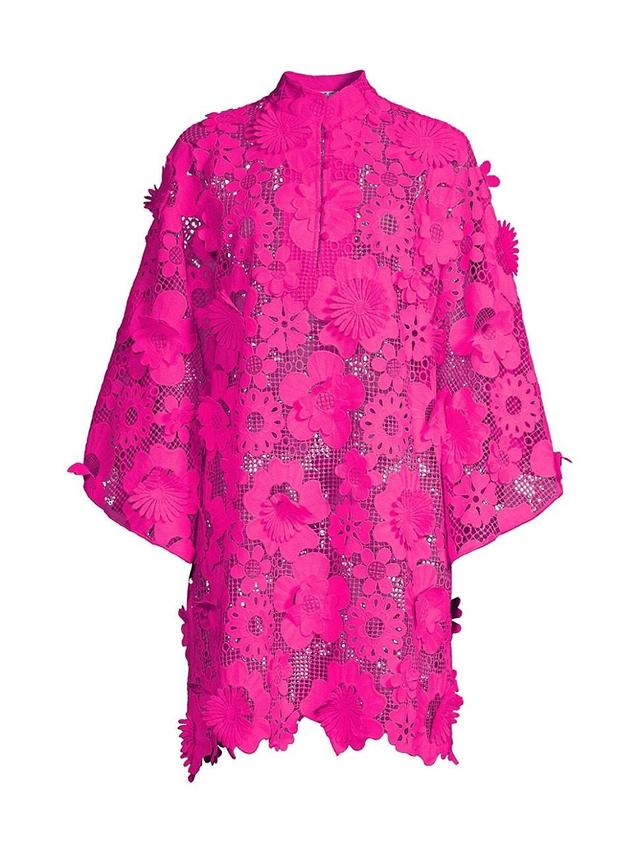 Womens 60s Floral Lace Mini Caftan Product Image