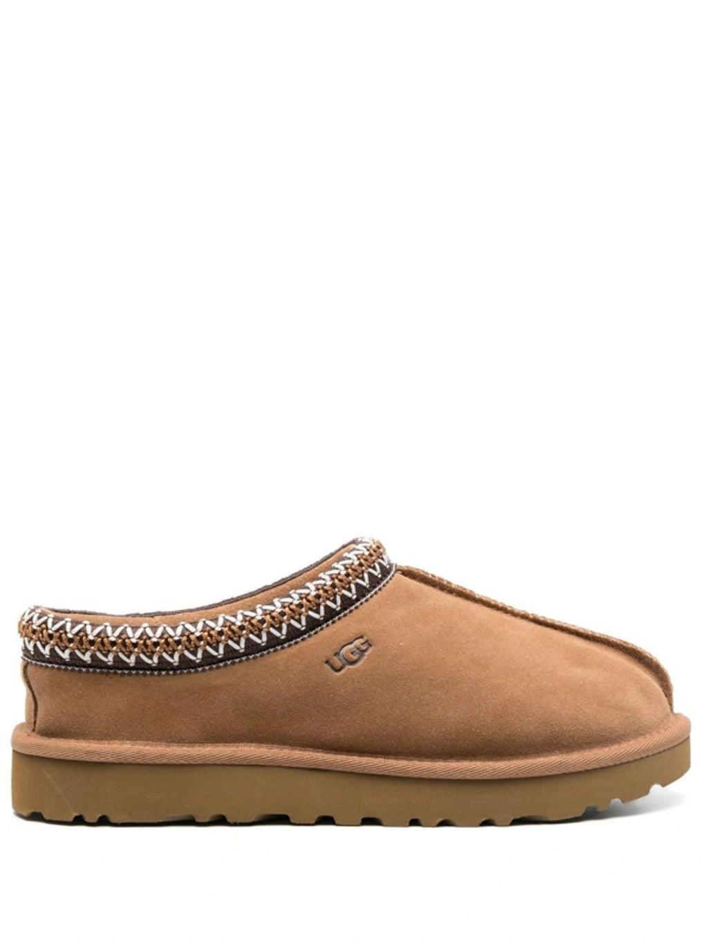 Tasman Shearling-lined Suede Slippers In Chestnut Product Image