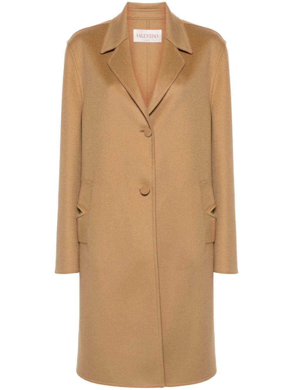 Vlogo Felted Coat In Braun Product Image