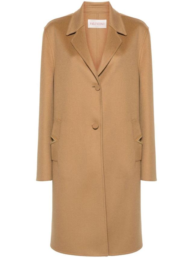 Vlogo Felted Coat In Braun Product Image