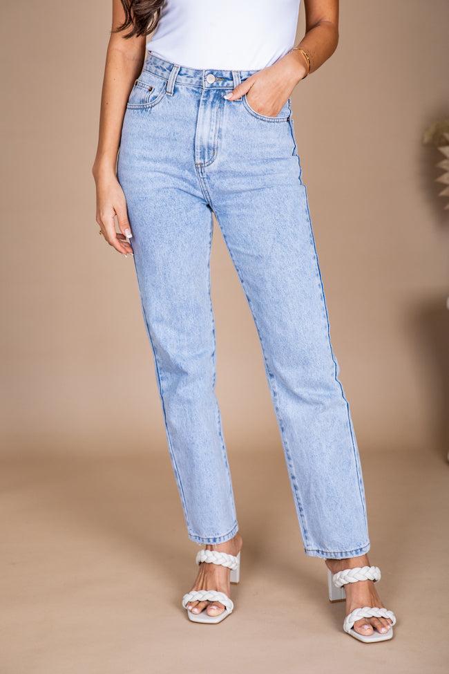 Megan Light Wash Straight Leg Mom Jeans Product Image