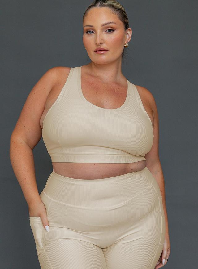 Turbo Activewear Rib Top Latte Curve Product Image