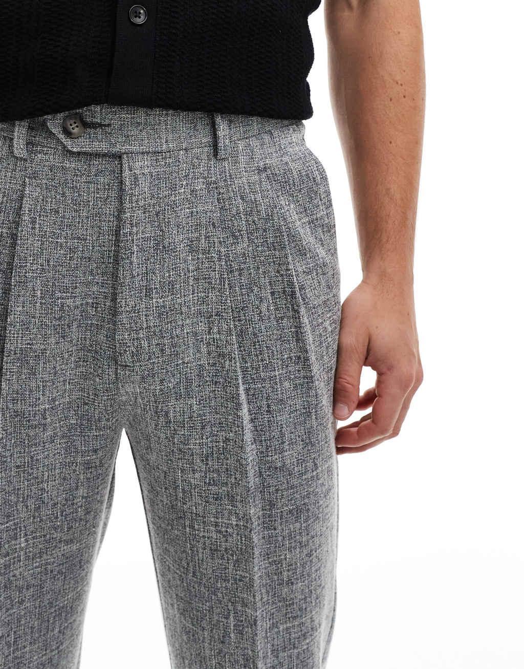 ASOS DESIGN tapered fit textured chino dress pants in light gray Product Image